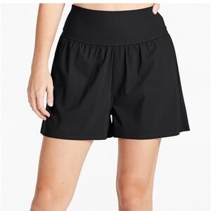 NWT LL Bean Black High-Rise Shaping Swim Shorts size 8